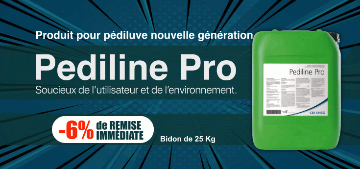 Pediline Pro : le produit pédiluve bovins nouvelle génération en promotion chez Adiel France.